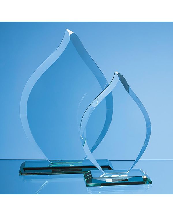 22.5cm x 15.5cm x 12mm Jade Glass Flame Award
