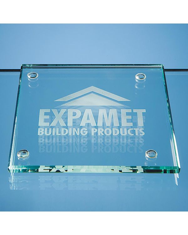 10cm Jade Glass Square Coaster