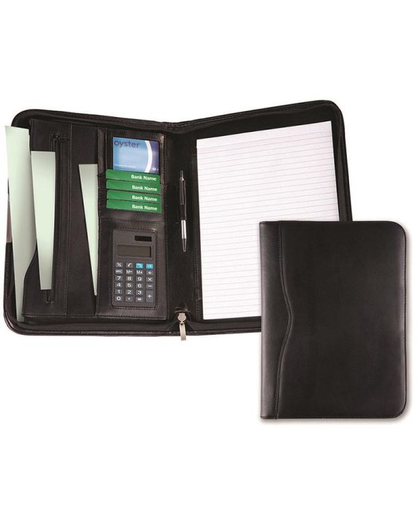 Balmoral Leather A4 Deluxe Zipped Conference Folder With Calculator