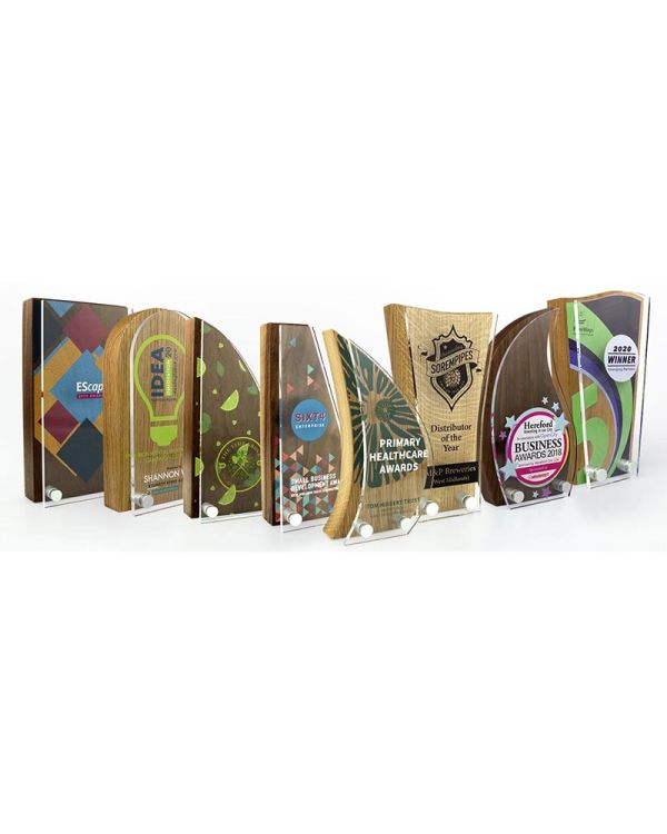 Real Wood Block Award With Acrylic Front - 80mm x 150mm