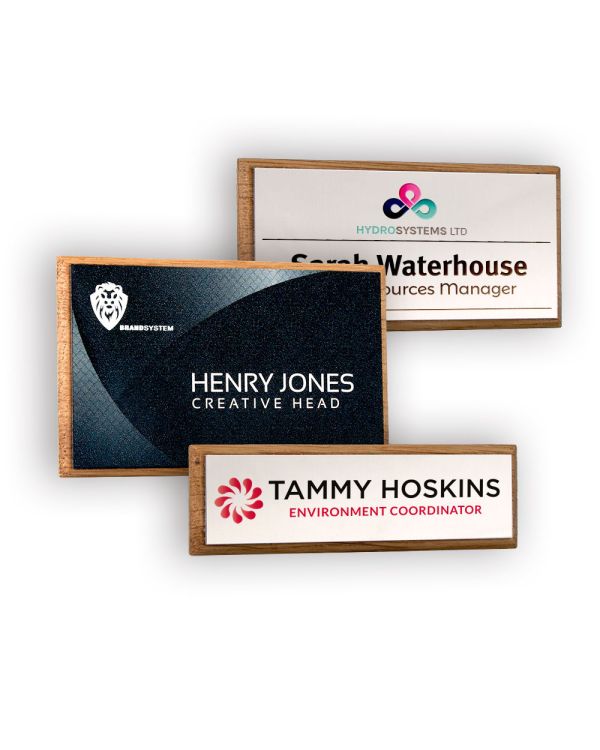 Personalised Real Wood Framed Name Badge