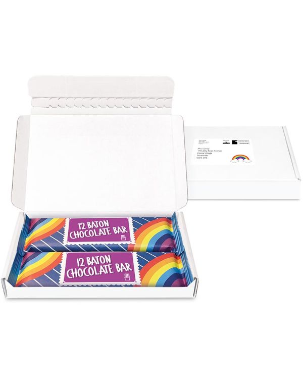 Gift Boxes - Mini White Postal Box - 12 Baton Bars - DIGITAL PRINT