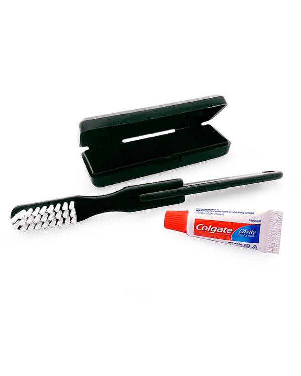 Black Travel Toothbrush Paste Set