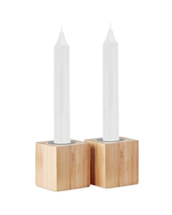 "Pyramide" 2 Candles And Bamboo Holders