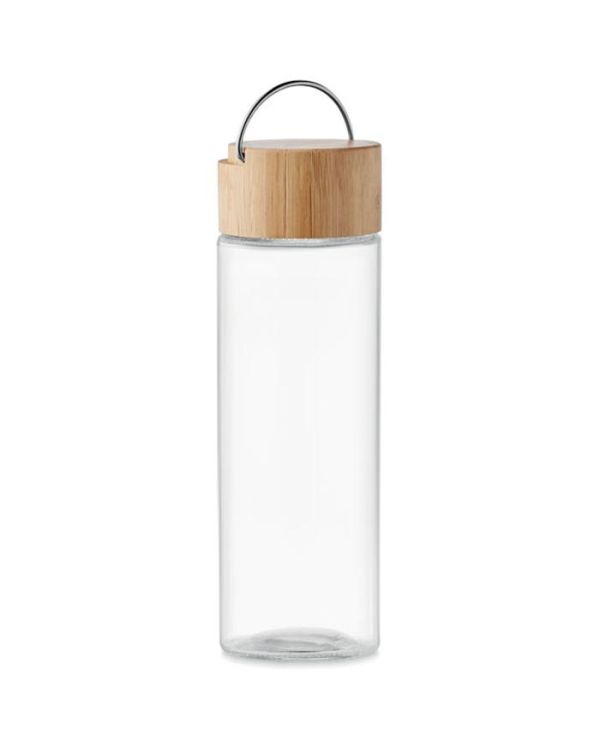 Ameland Glass Bottle 500ml, Bamboo Lid