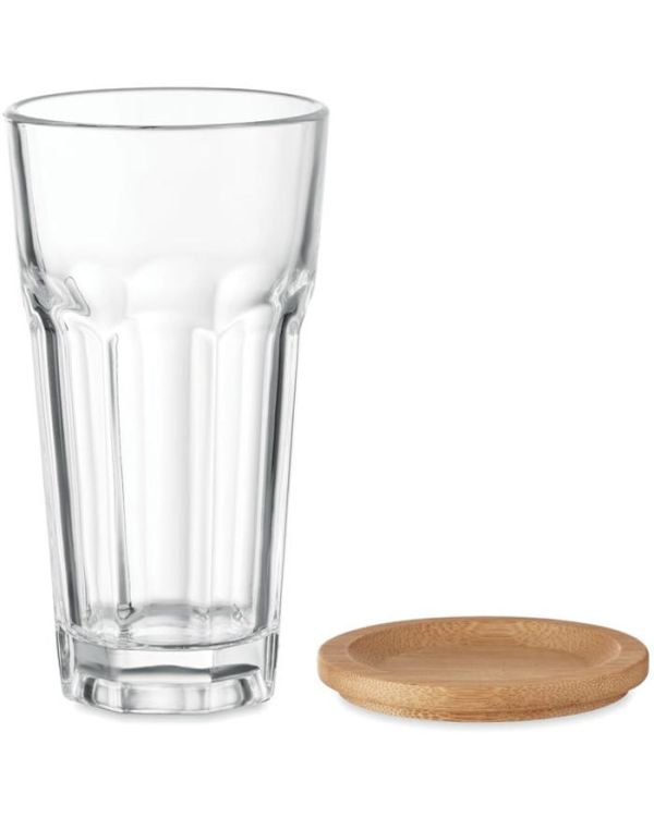 Sempre Glass With Bamboo Lid/Coaster