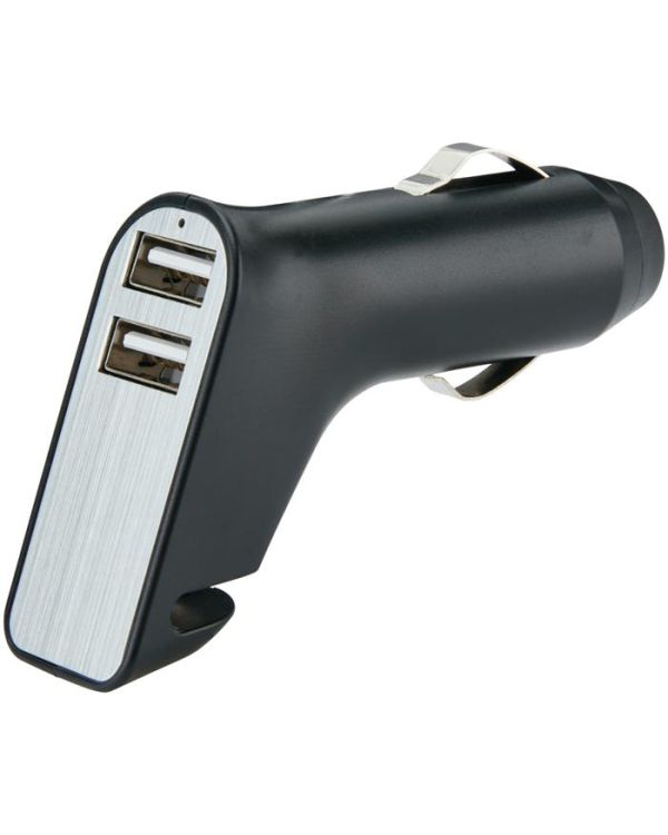 Dual Port Car Charger With Belt Cutter And Hammer