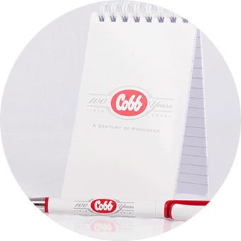 Cobb Europe branded notebook and pen